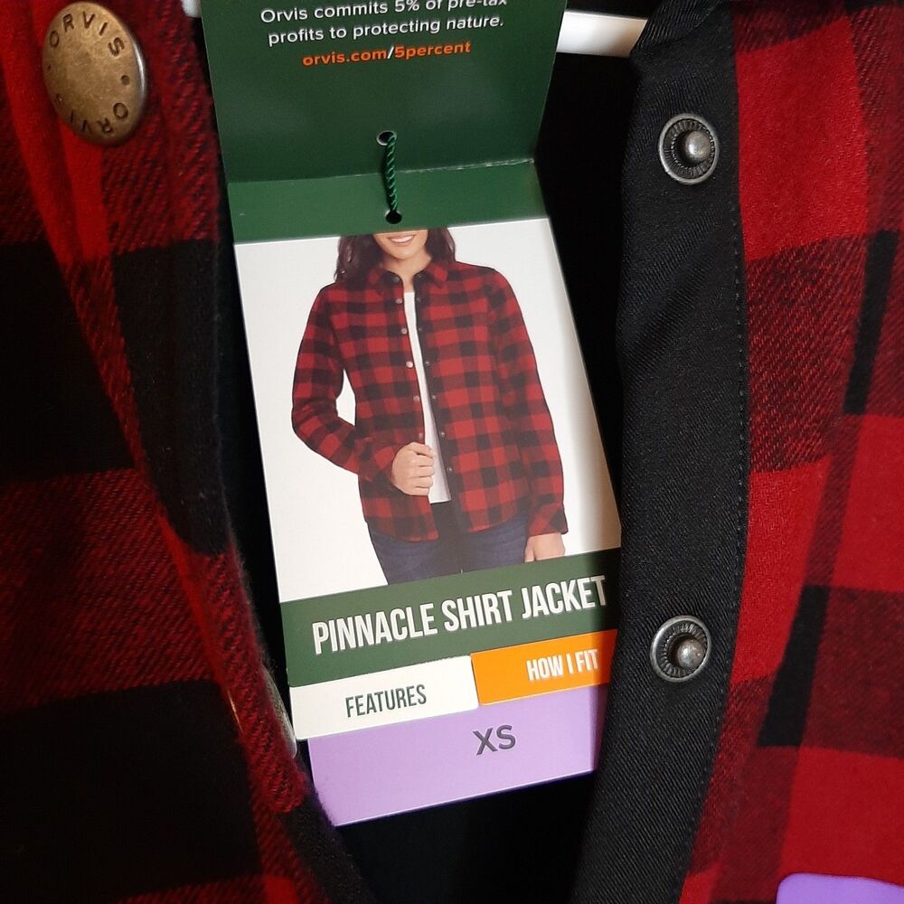 NEW Orvis Pinnacle Shirt Jacket Red Women XS Fleece Lined Shacket Buffalo Plaid - Picture 6 of 12